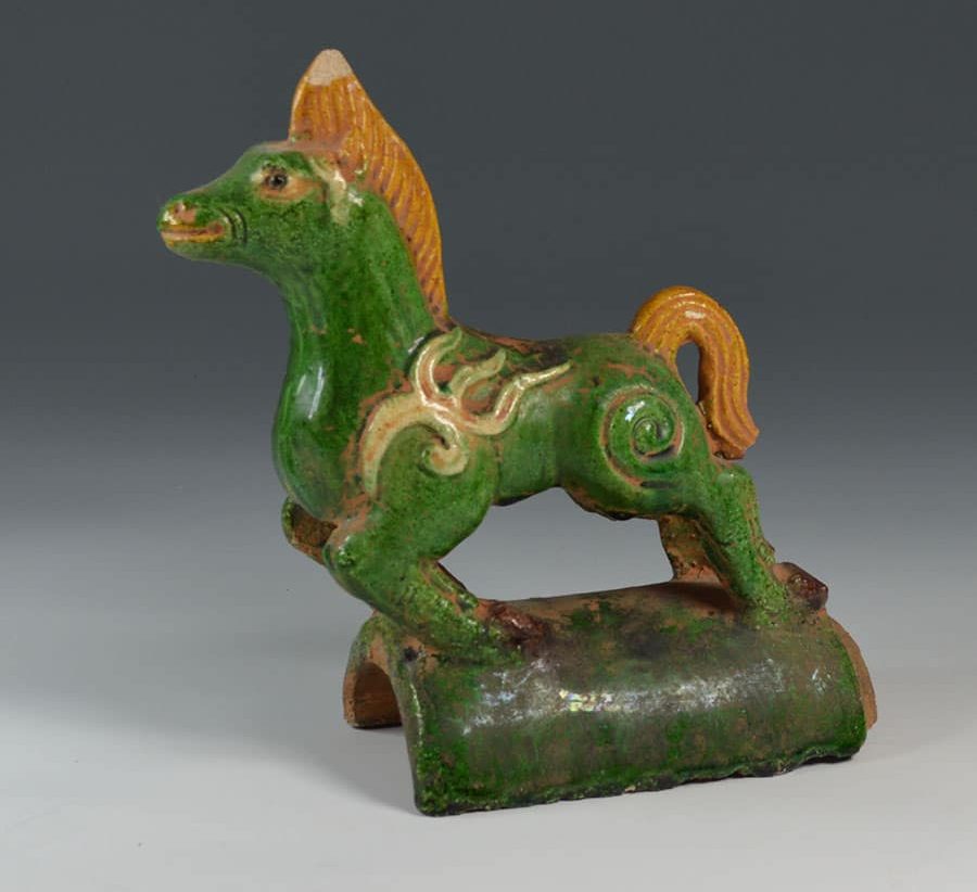 Ming Dynasty glazed horse roof tile_SOLD