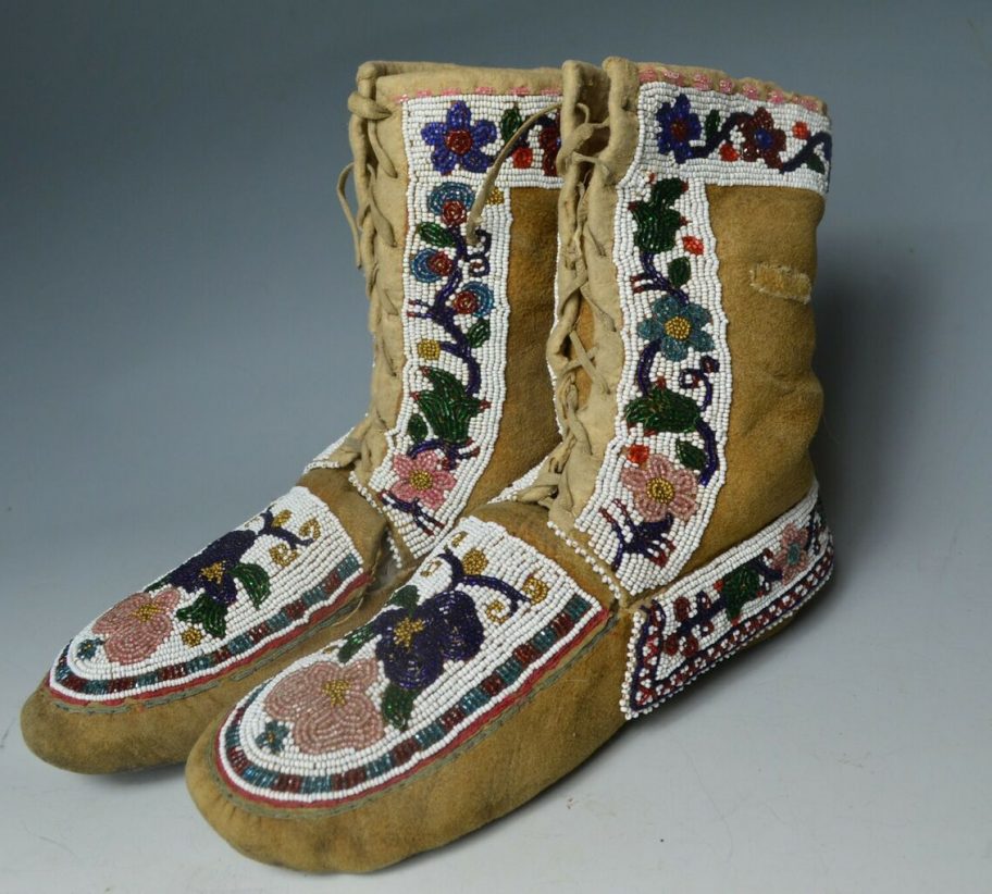Native American Indian fine old pair  Kutchin boot moccasins Alaska-SOLD