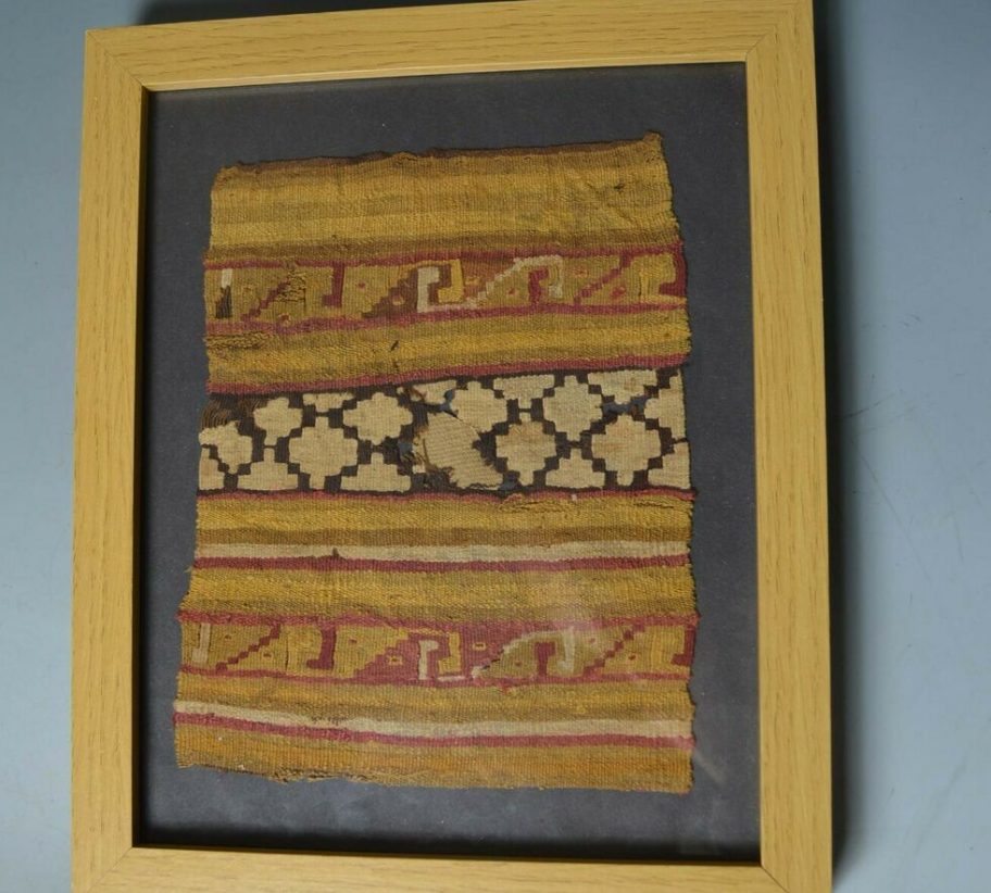 Pre columbian Art Fine Chimu Ancient Textile Fragment circa 900 -1400 AD Peru-SOLD