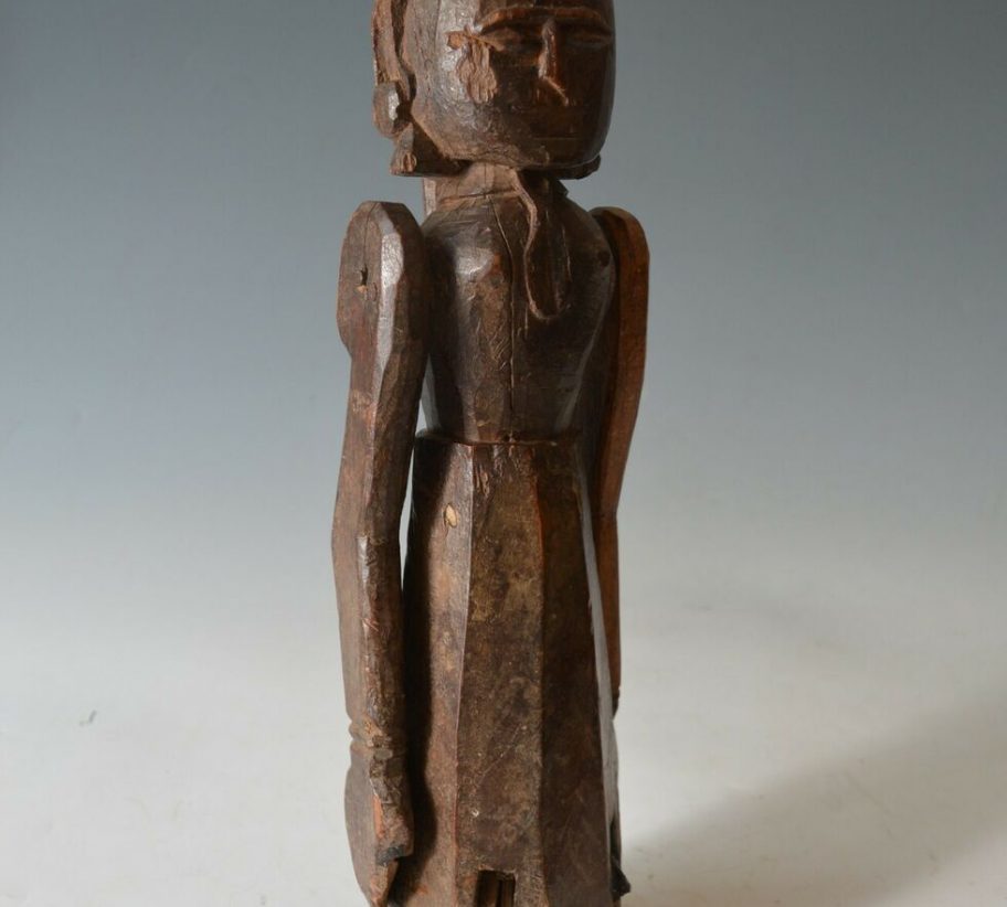 Good Antique indian folk art carved wood Goddess figure