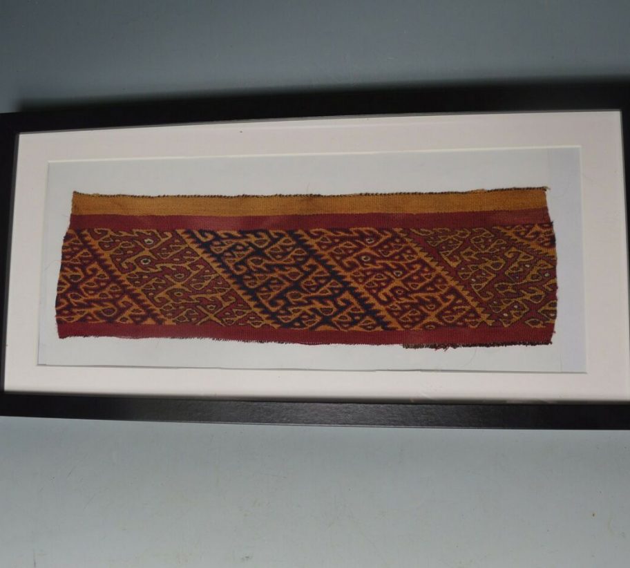 Pre columbian Art Fine Chimu Ancient Textile Fragment circa 900 -1400 AD Peru-SOLD