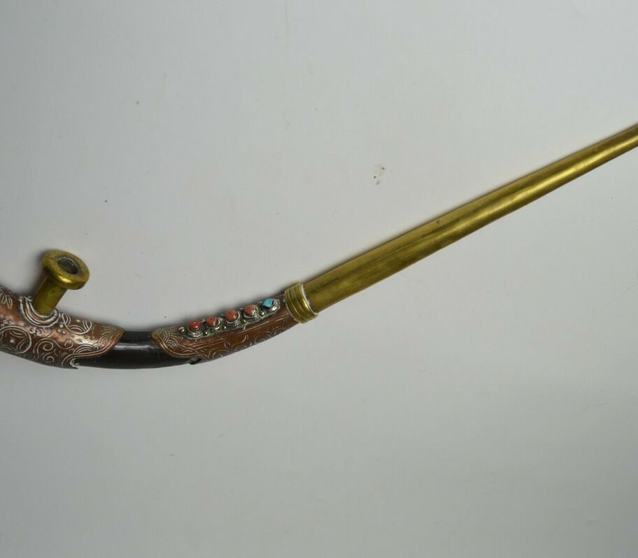 Fine Rare old  Mongolian Tibetan Pipe  Coral Turquoise SOLD
