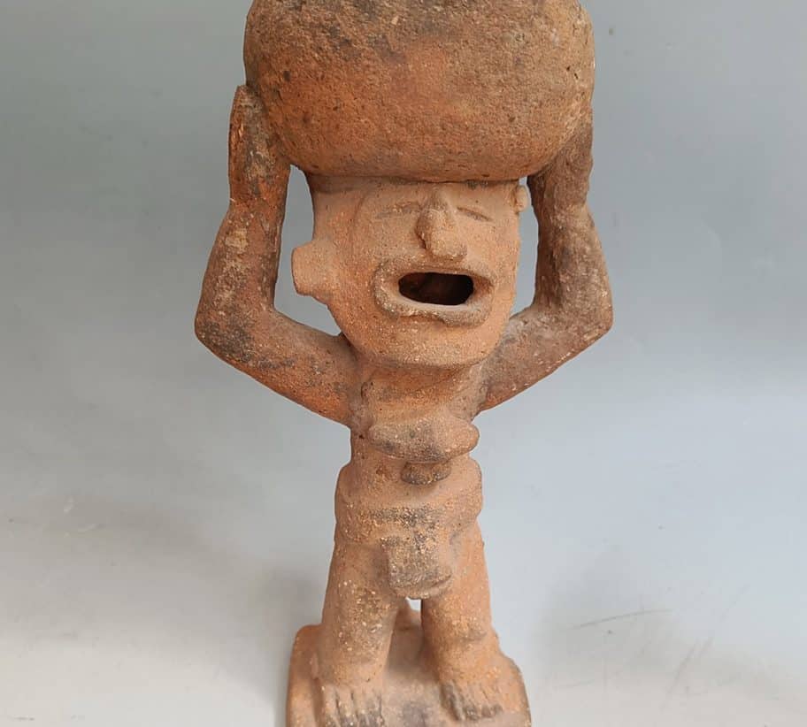 Central Mexican Rare Pre columbian Terracotta Figure with Bowl