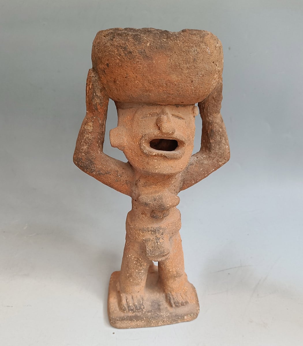 Central Mexican Rare Pre columbian Terracotta Figure with Bowl