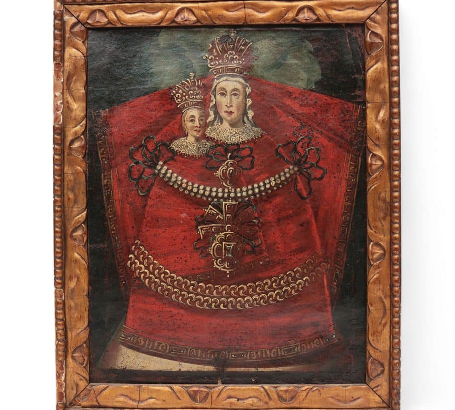 Spanish Colonial South American Painting Virgin folk art 18th C