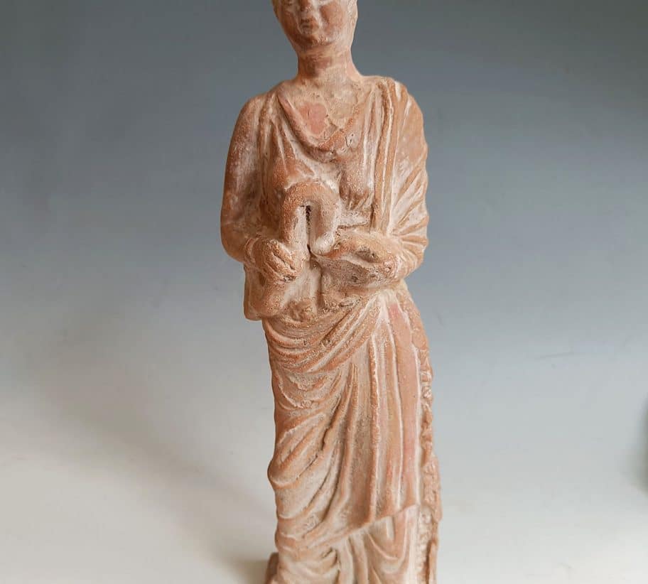 Ancient Greek Terracotta Draped Female Figure Tanagra