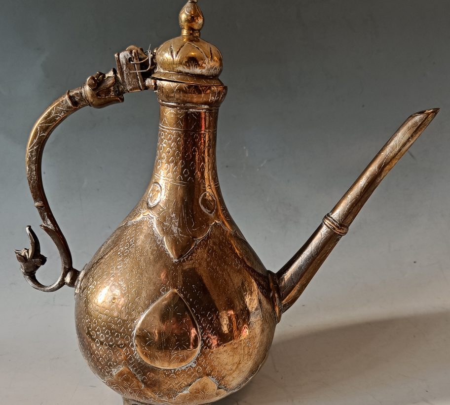 Fine Antique Indian Mughal Brass bronze Ewer Altaba 19th century Islamic Arts
