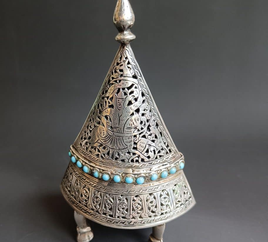 Fine Antique Middle Eastern Silver censer Persian Qajar Islamic  